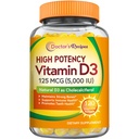Lægens opskrifter Vitamin D3 5000IE, immunforsvar for knogler, tænder og immunfunktion, non-GMO, ingen Gelatine, Gluten eller Soy, 120 Vegetarisk Softgels
