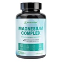 Magnesiumkompleks - Chelated Magnesiumglycinat, Citrat, Taurat, Malat, Oxide Kapsler - Høj Absorption Magnesium til søvn, Leg kramper, Muskelrelief, 400mg, 120 Veggie Kapsler