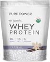 Dr. Mercola Pure Power Organic Whey Protein - 20 g Protein - Understøtter muskelvækst & energi - Græs- Fed Whey koncentrat - 15 Servere (20.60 oz) - Vanilla