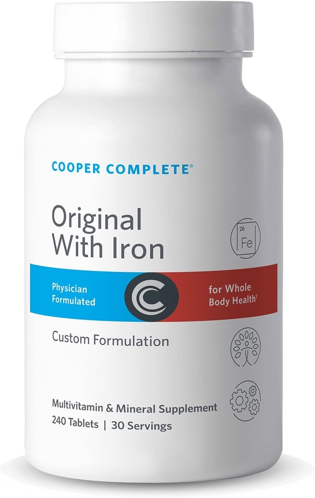 Cooper Complete - Original Omfattende Multivitamin med jern - Daily Multivitamin og Mineral Supplement - 30 Serveringer per flaske. Pakning á 2