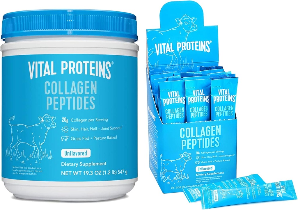 Vital Proteins Collagen Peptider Powder Unflavored 19.3 OZ + 20 Count Stick Pack