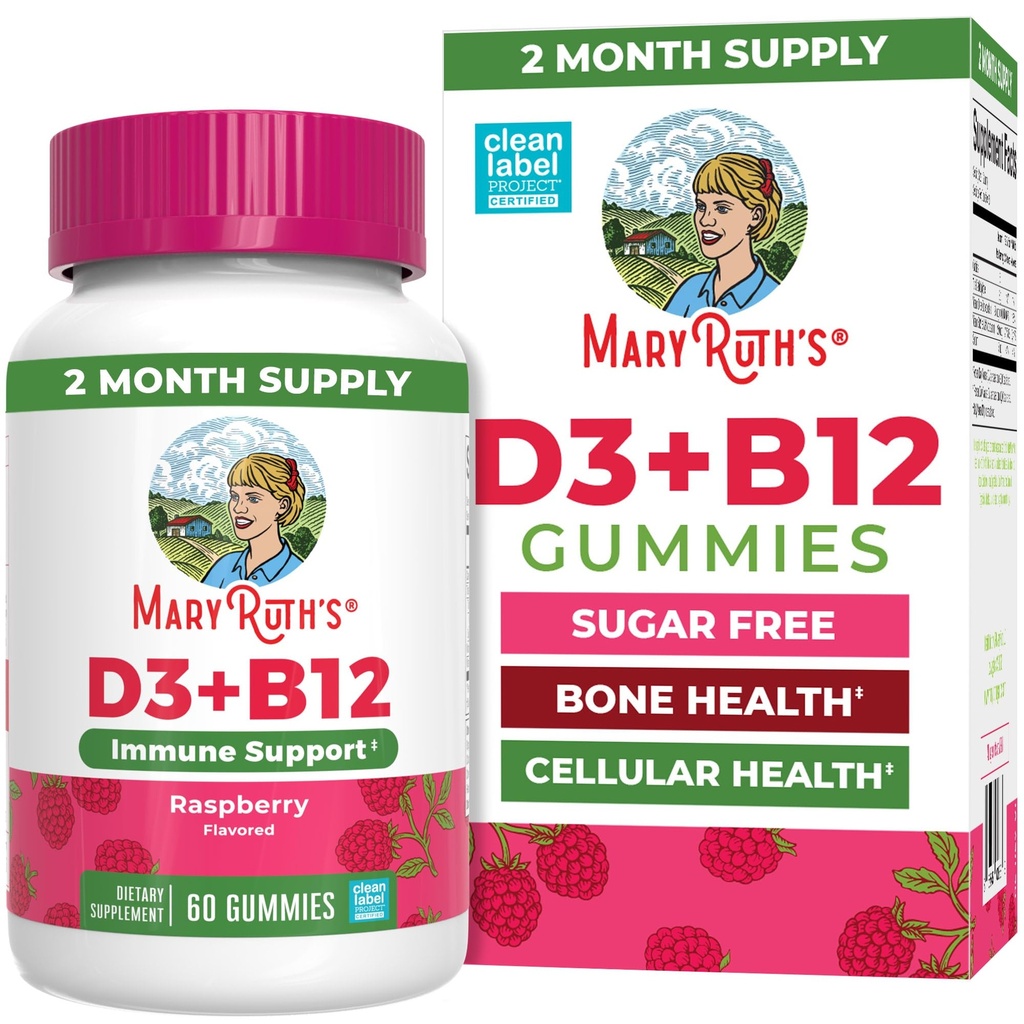 MaryRuth Organics Sugar Free Measures 124; 2 Months Supply Measures 124; Vitamin D & B12 Vitamin Kosttilskud til voksne & Kids Measures 124; Knoglesundhed Measuresupport 124; Vegan Measurement 124; Non- GMO Measurement