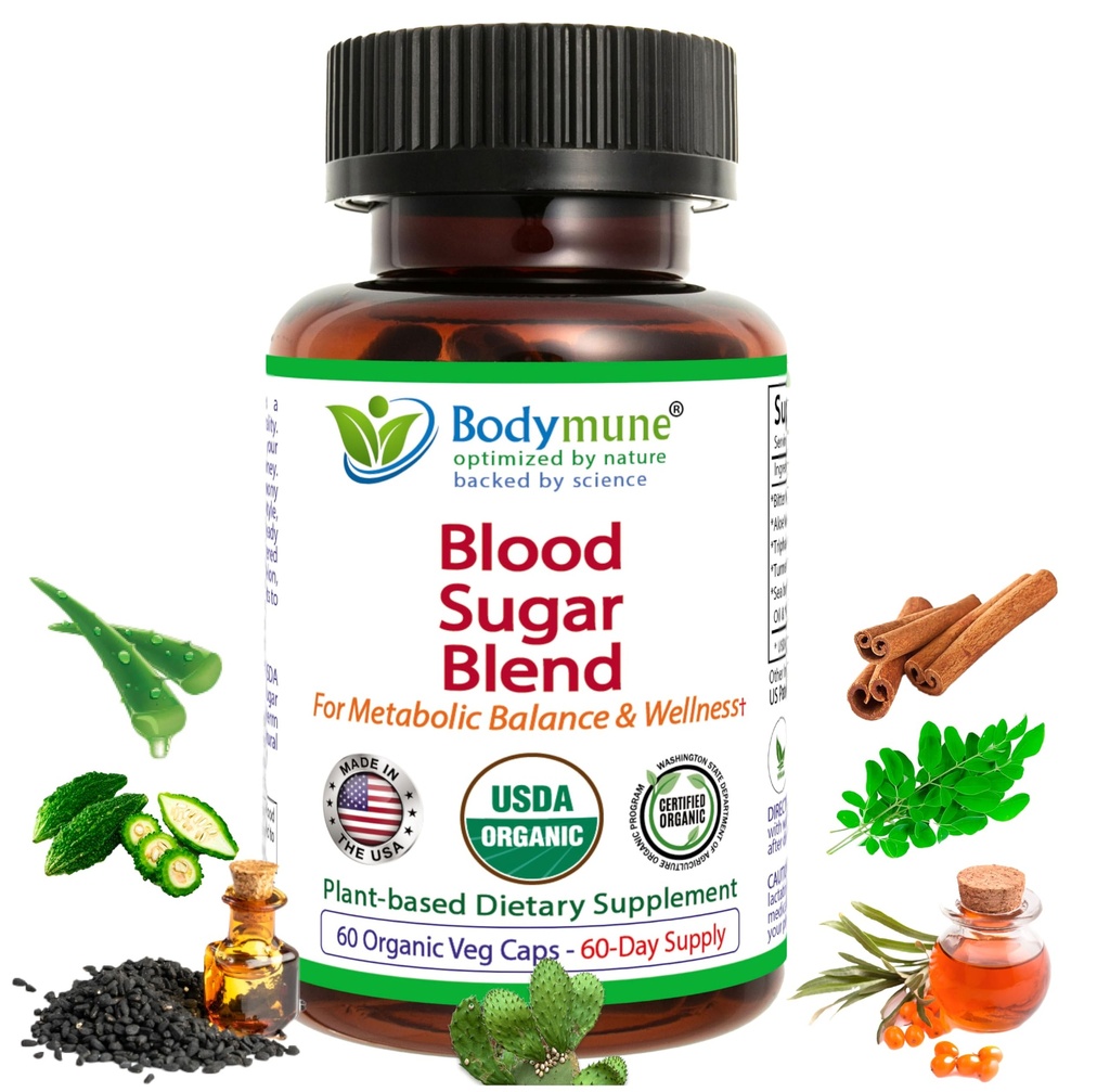 USDA Organic Blood Sugar Blend Mex124; Understøtter sund stofskifte * Mex124; med Bitter Melon, Moringa, Aloe Vera, Nopal, Papaya Ekstrakter & Mere 124; 60- Day Supply Mex124; Vegan & Non- GMO Mex124; USA- Made