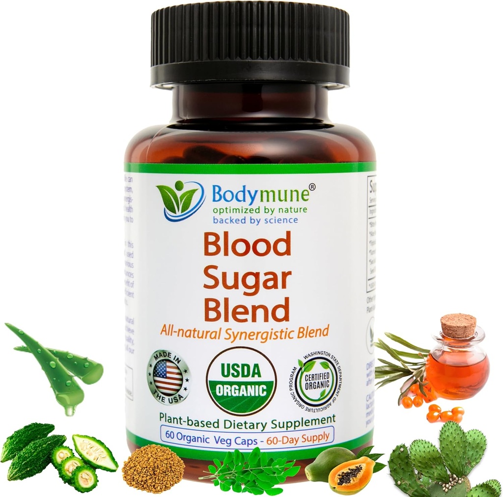 USDA Organic Blood Sugar Blend Mex124; Understøtter sund stofskifte * Mex124; med Bitter Melon, Moringa, Aloe Vera, Nopal, Papaya Ekstrakter & Mere 124; 60- Day Supply Mex124; Vegan & Non- GMO Mex124; USA- Made
