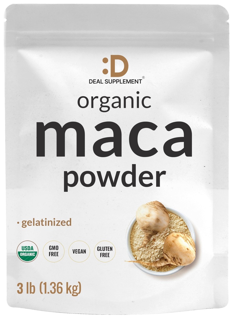 Organic Peruvian Maca Root Powder, 3lbs - Nemt fordøjede Gelatinized Form - Herbal Superfoods Supplement for mænd og kvinder - Understøtter immunforsvar og energi sundhed - ikke-GMO