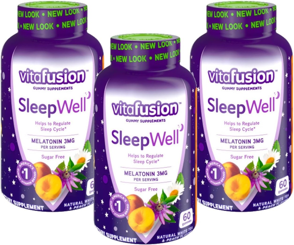 Viafusion Sov godt Melatonin Gummies Sukker Free, 60 Hver (3 Pack)
