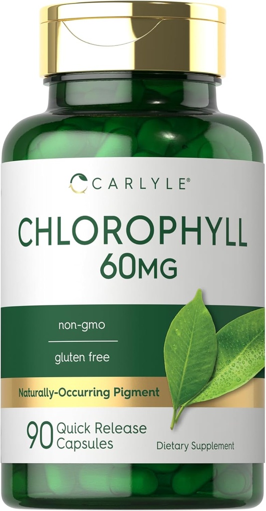 Carlyle Chlorophyll Pills - 124; 90 Kapsler - 124; naturligt okkurerende Pigment - 124; Chlorophyll - koncentrat - Supplement - 124; Non- GMO, Gluten Free Complex
