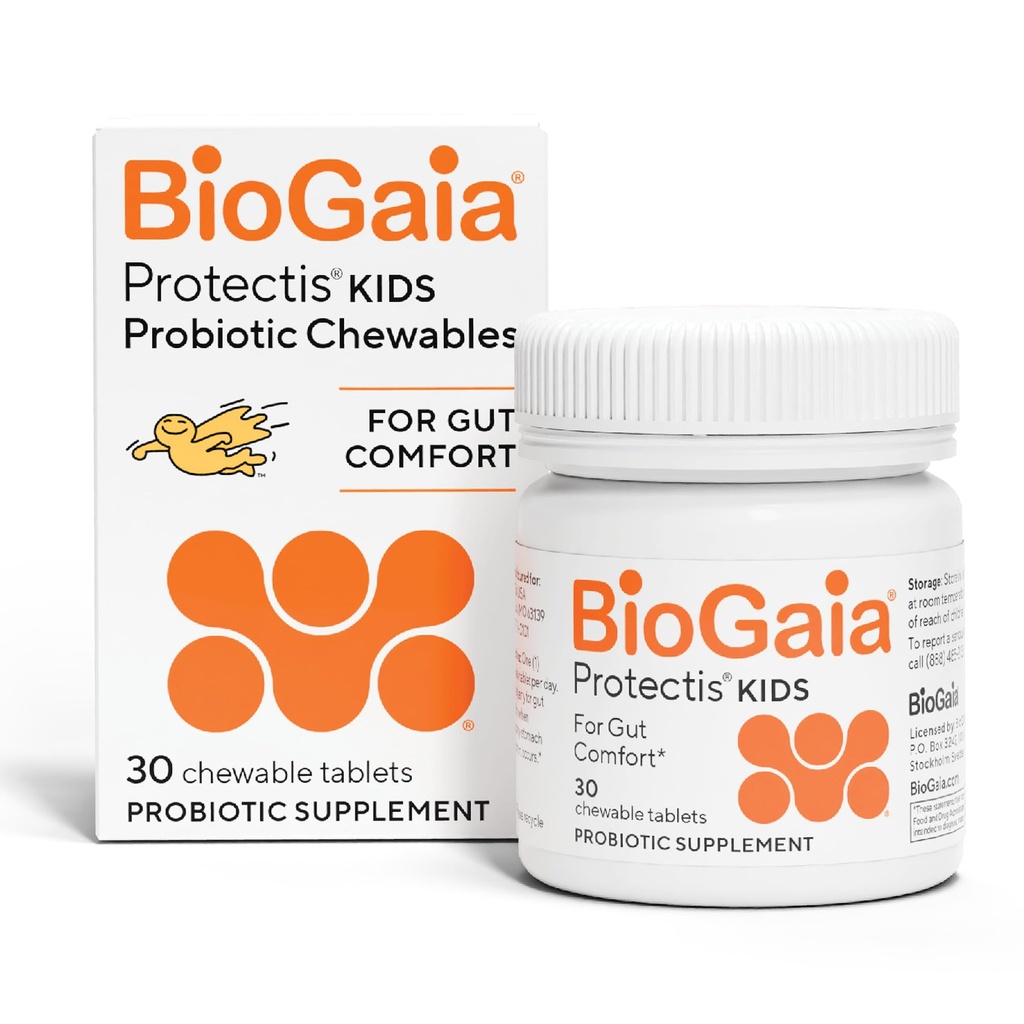 BioGaia Protectis Kids | Probiotic for Ages 3+ | Eases Occasional Digestive Issues & Promotes Regularity | Allergen, Dairy, Soy & Gluten Free | Backed by 30 Years of Research | 30 Day Supply