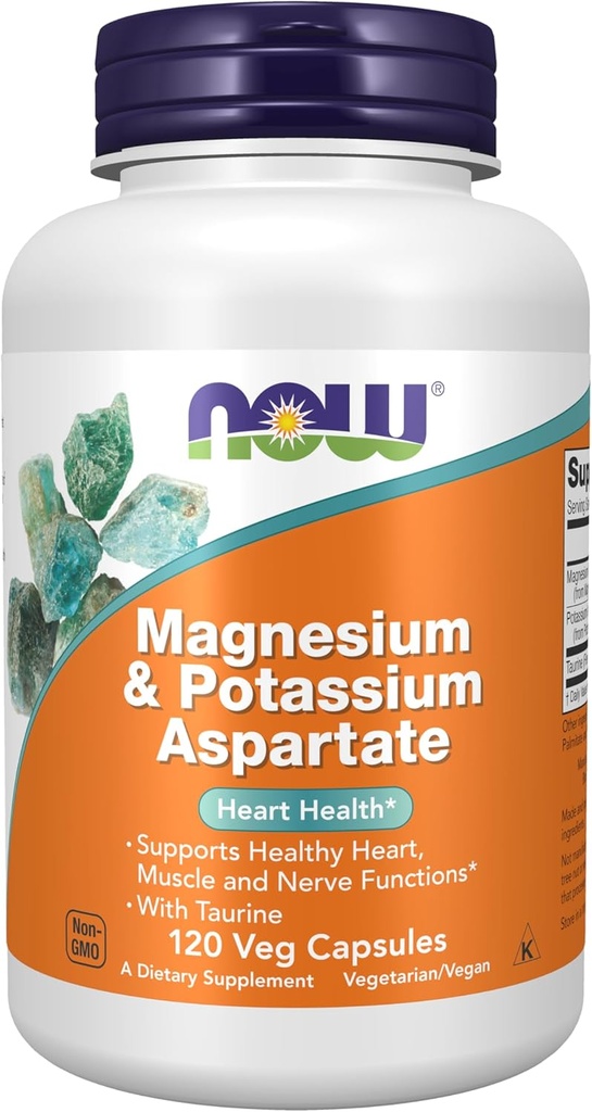 Now Foods Supplements, Magnesium & Kalium Aspartat med Taurine, Heart Health *, 120 Veg Kapsler