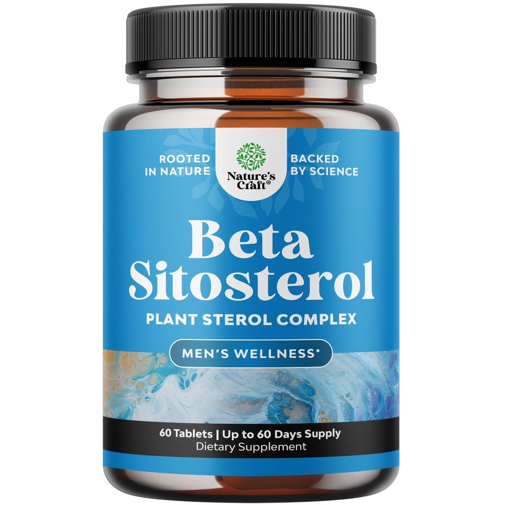 Natures Craft Plant Steroler Kompleks med Beta Sitosterol - 500 mg Beta - Sitosterol Steroler og Stanoler Supplement for Prostata Support - Prostata Health Supplement for mænd - 60 tabletter