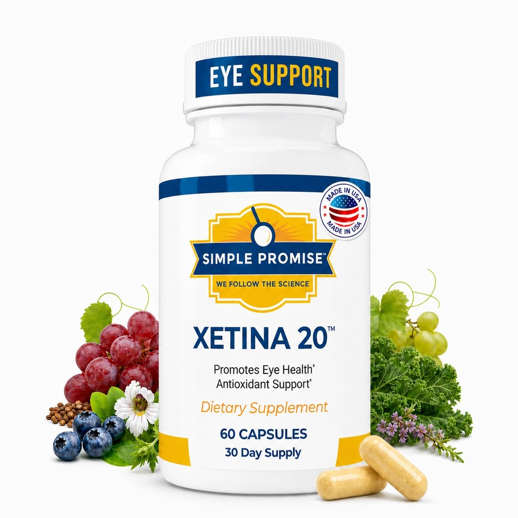 Simple Lover - Xetina 20 ™ Lutein og Zeaxanthin Kosttilskud - Essential Support for Eye Health with Vitaminer E, Eyebright, Zink, Grape Seed Extract, Rutin & Bilberry - 60 Kapsler