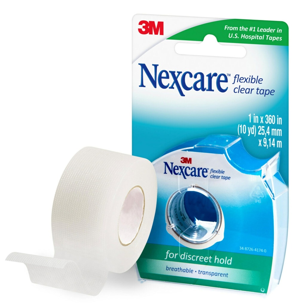 Nexcare fleksibel klar tape, vandtæt gennemsigtig medicinsk tape, sikringer Dressings og kateter tubing - 1 I x 10 Yds, 1 Roll af Tape
