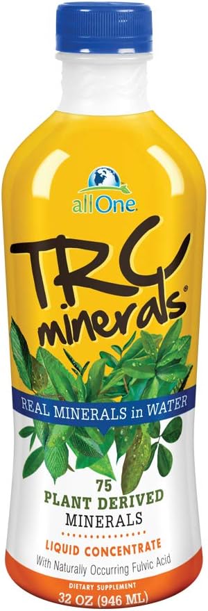 allOne TRC Minerals Flydende 124; Unflavored Measures 124; Fuld Spektrum af 75 Plant-Derived Trace Minerals & Electrolytes Per Ounce Measures 124; 32oz