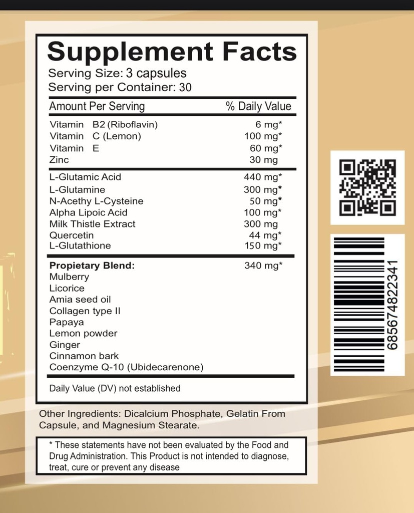 VITAMIAN Glutathione Liposomal, NAC, Milk Thistle, Collagen, Total, 90 Kapsler, Made in USA, Frisk