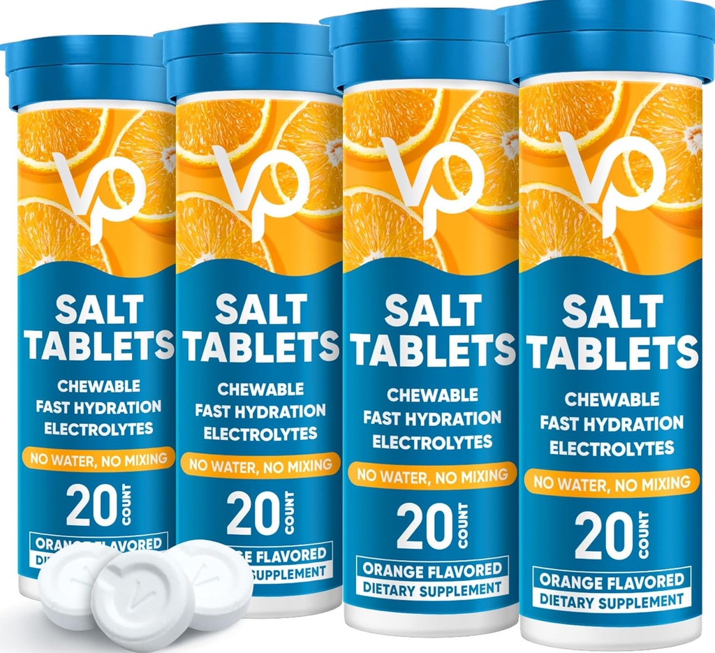 Venture Pal Chewable Electrolyte Tablets, 80 Grev Fast- Opløs sukkerfri stick salt tablets - Variety Pack til hurtig hydrering, Udendørs løb, vandreture, Sports Buddy 124; Keto & Vegan Friendly