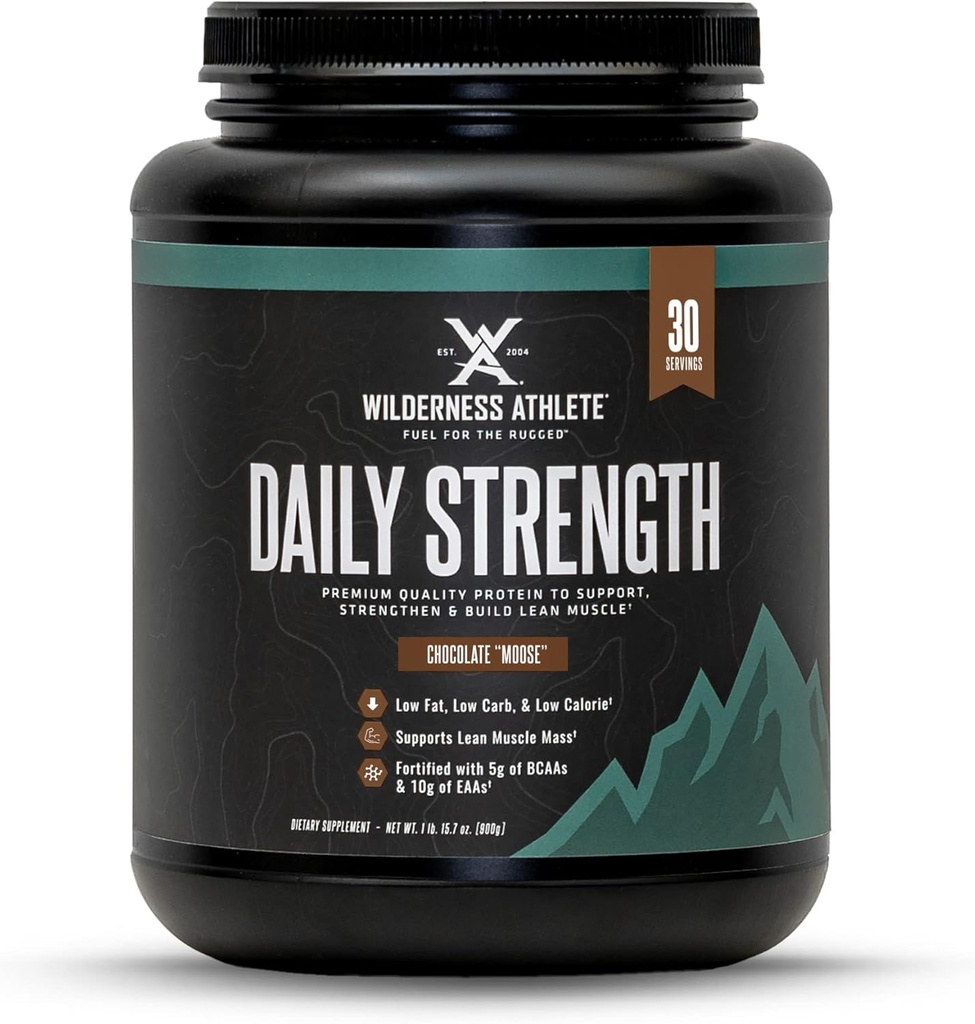Wilderness Atlete - Daglig styrke Premium Protein Medic124; Whey Protein Powder for kvinder & mænd - Bedste Protein Powder for Lean Muscle - Clean Protein Powder med Whey Protein Isolate (Chocolate Moose)
