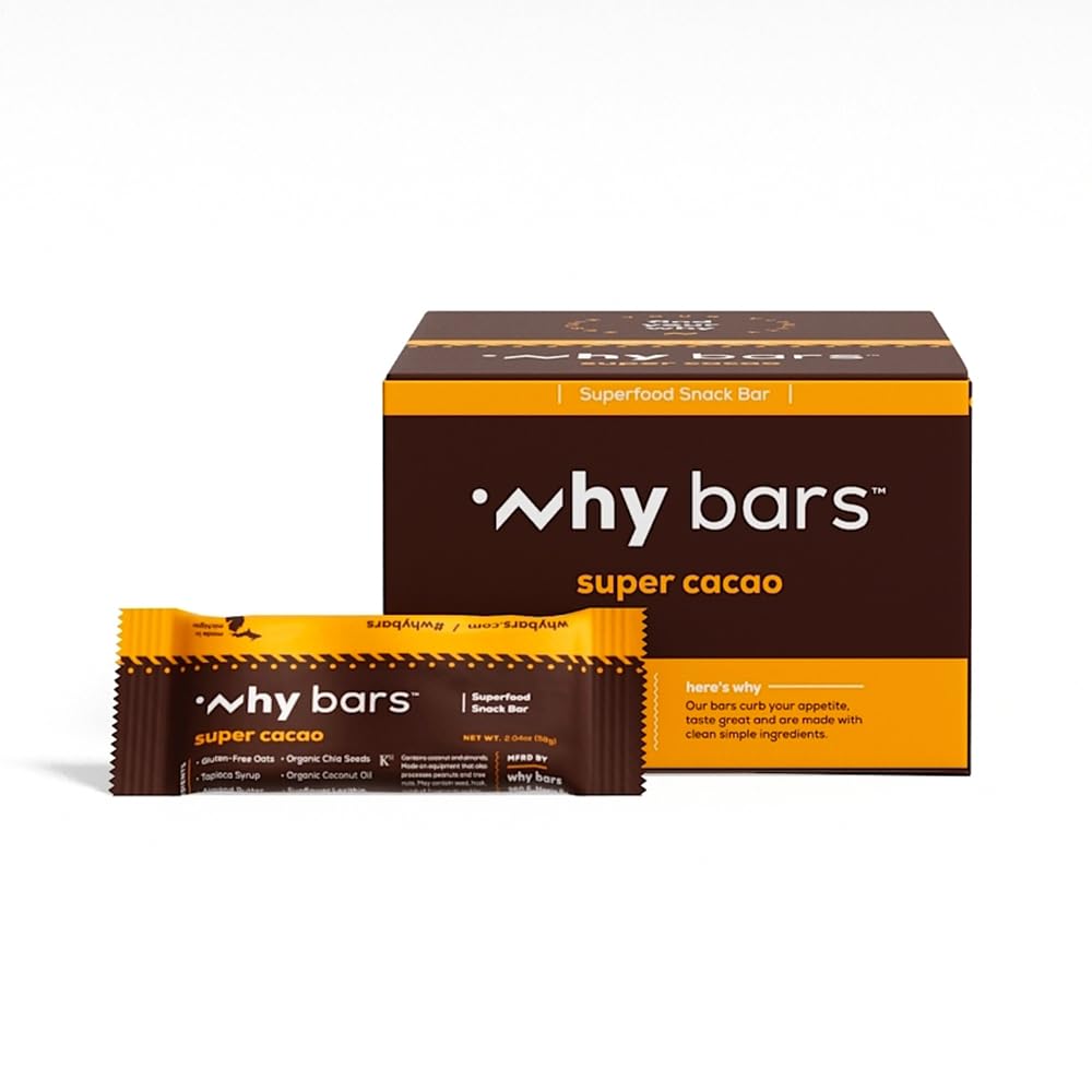Protein Bars, Super Cacao, 2.04 Ounce Bars (Pack of 12 Protein Bars) - Protein Bar Superfood, Gluten Gratis, Ikke GMO, Økologisk, Vegan, Simple Ingredienser