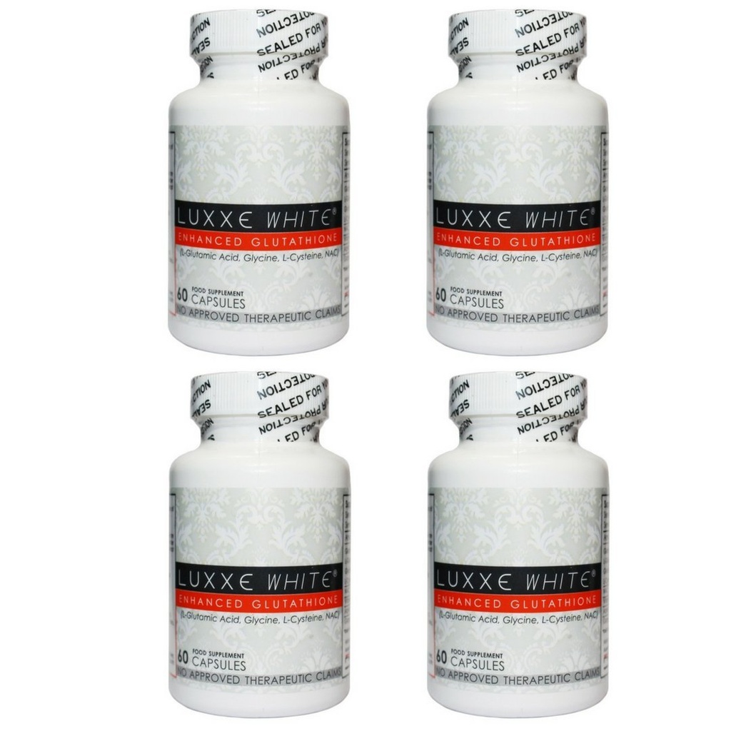 4 flasker 60 Caps Luxxe White Enhanced Glutathion - Effektiv hudblegning supplement