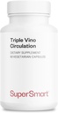 Supersmart - Triple Vino Circulation (høj potens) - 3-in-1 Formel - Red Vin Leaf Extract - med Grape Seed & Marc; Vegan & Gluten Free - 60 Veg Kapsler
