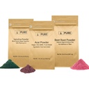 PURE ORIGINAL INGREDIENSER Beet Root, Spirulina, og Acai Powder Bundle, Forskellige størrelser, Ikke GMO, Urtetilskud