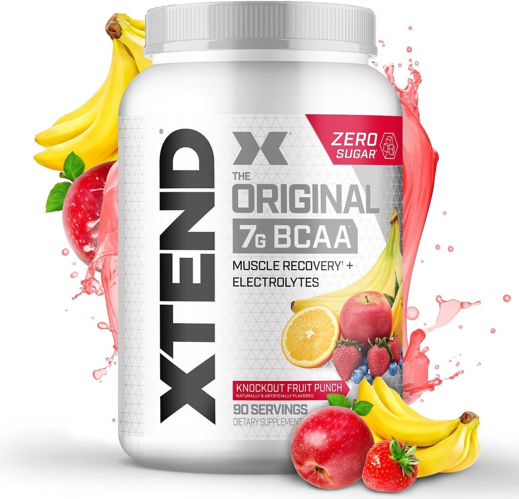 XTEND Original BCAA Powder Knockout Fruit Punch Shuch 124; Sugar Free Post Workout Muscle Recovery Drink med Amino Acids