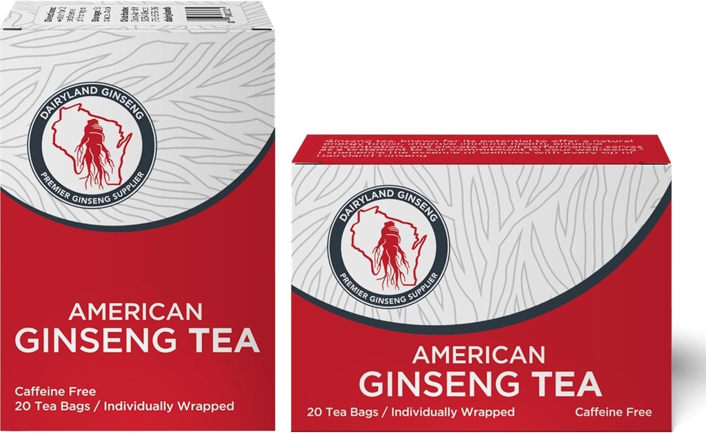 Dairyland Amerikansk Ginseng Tea Tasker (40 ct) - Premium Wisconsin Ginseng Tea - Autentiske Amerikanske - Non- GMO, Gluten Free Drink