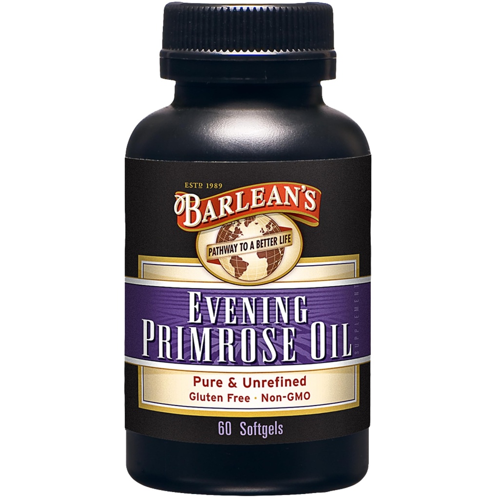 Barlean 's Aften Primrose Oil Softgels med Gamma- Linolensyre (GLA) - Non-GMO, Gluten- Free - 60- Softgels