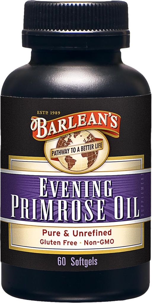 Barlean 's Aften Primrose Oil Softgels med Gamma- Linolensyre (GLA) - Non-GMO, Gluten- Free - 60- Softgels