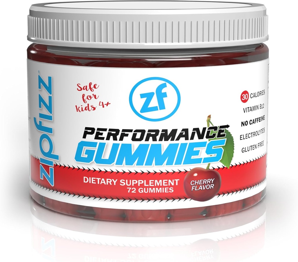 Zipfizz Perform Gummies - Lækker Frugt- Infunded Supplement med B6, B12, og C-vitamin for atleter Age 4 + Budd124; 3 Gummies Per Servering, 24 Servering; Understøtter energi, Endurance, og Inddrivelse