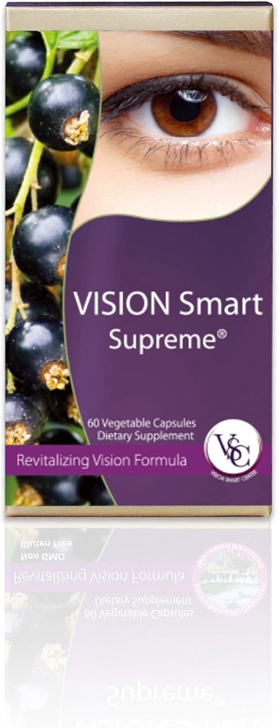 Vision Smart Supreme - Superior Eye Supplement, Premium Nutraceutical Ingredients with 210mg of Pure Anthocyanins of D3R and C3R, Veggie Capsules. Product of USA