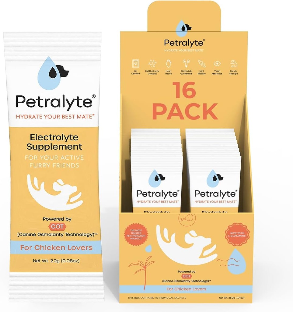 Petralyte hund elektrolyter og fælles supplement til 124; Hydration Support til hunde w / Glucosamin, Chondroitin & mere # 124; Elektrolyter til hunde med Prebiotics