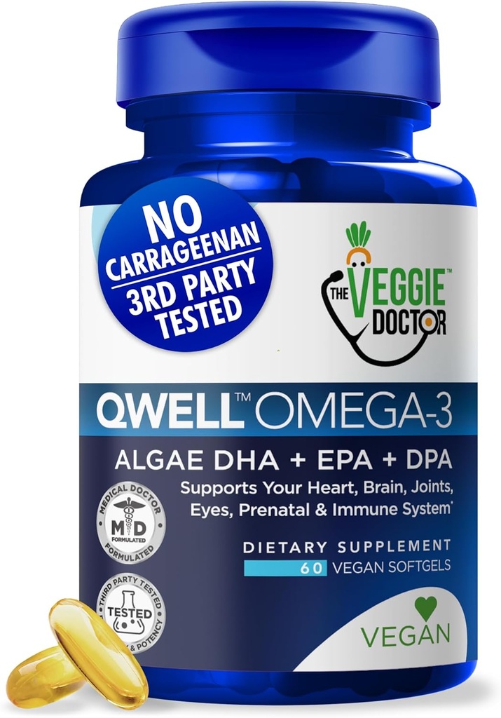 Vegan Omega 3 Supplement - Alger Omega 3 med DHA EPA DPA - Vegan kapsler fra Algal - Fish Oil Alternative - Plantbaserede Alger Oil Formel - Non-GMO, Carrageenan- Free, High Strength