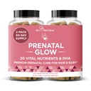 Glow prænatale vitaminer til kvinder - 20-in-1 Vital Nutrients for Sund Graviditet og Udvikling af Føtale - Folinsyre & Vegan DHA For Baby 's Growth & A Komfortabel Graviditet - 120 Nærende kapsler