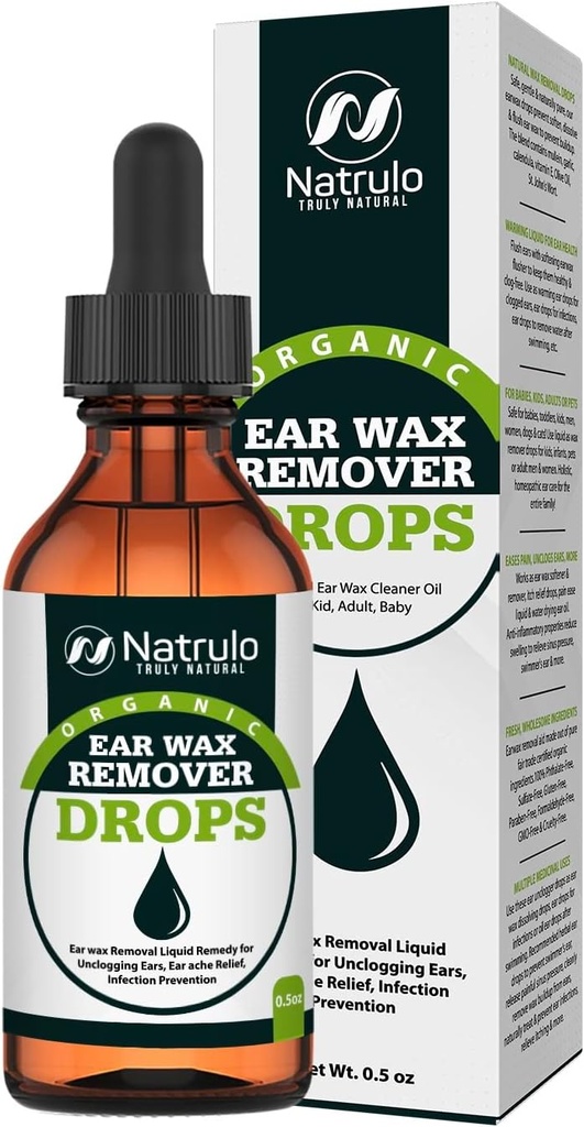 Organic Ear Wax Removal Drops for Craged Ears - Natural Ear Wax Cleaner Oil for Kid, Voksen, Baby - Earwax Removal Liquid for Unclogging Ears, Earaches, Ear Health (Made in USA)