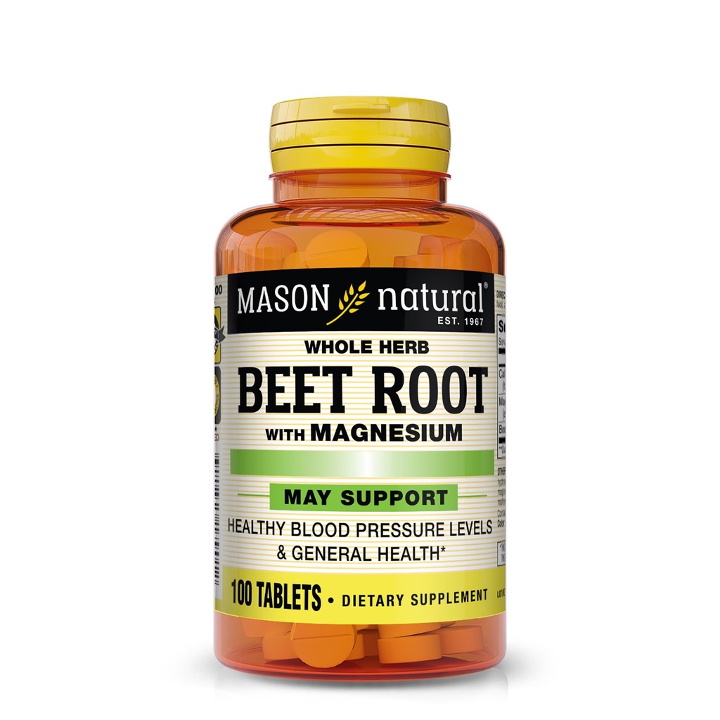 MASON NATURAL Beet Root med Magnesium og Calcium - sundt hjerte og blodtryk, opretholde samlet sundhed, 100 tabletter