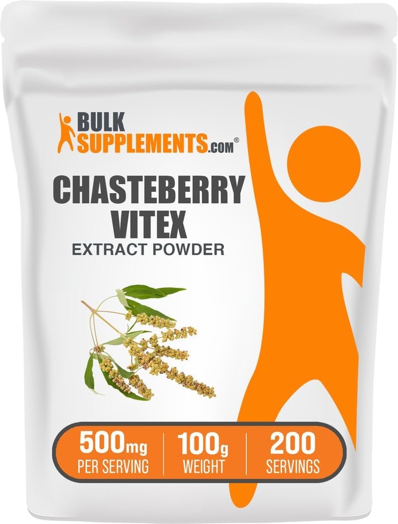 BulkSupplements.com Chasteberry Extract Powder - Chasteberry Sourced from Vitex Berry, Herbal Supplement - Vegan & Gluten Free, 500mg per Serving, 100g (3.5 oz) (Pack of 1)