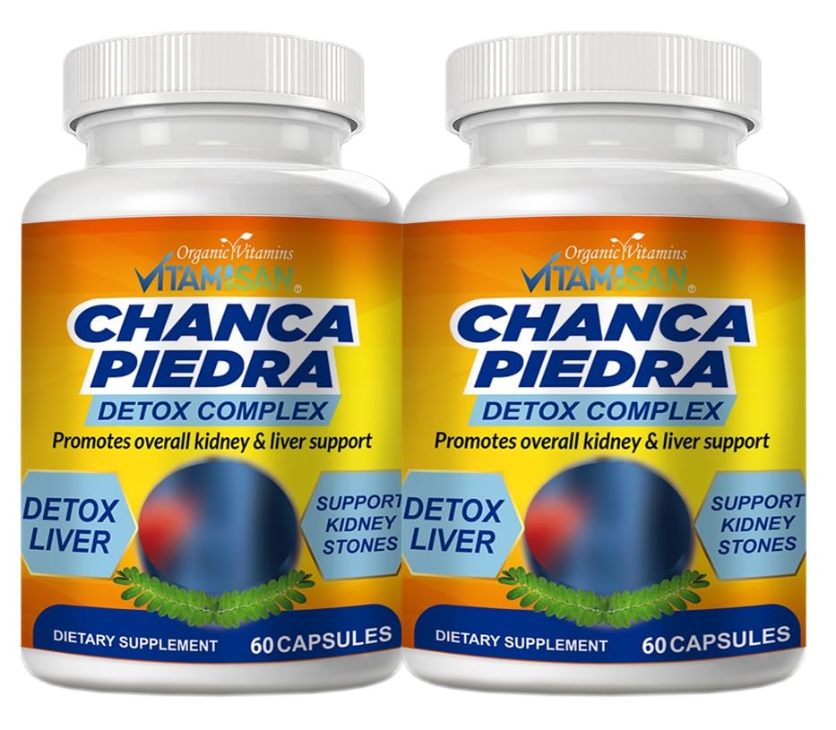 VITAMIAN 2 Chanca Piedra Stone Breaker Extract 1000mg Peruvian Galdesten Lever Nyre Support 120 Kapsler alt 2 flasker Flush Urenheder Cleanse supplement