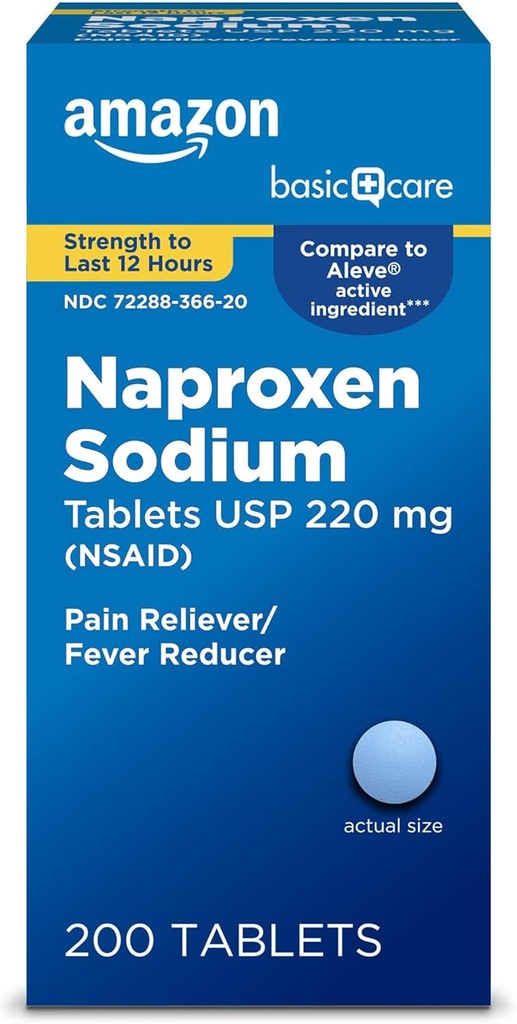 Basal Care Naproxen Natriumtabletter, 200 Tæl (pakning med 1 stk.) (Emballage kan variere)