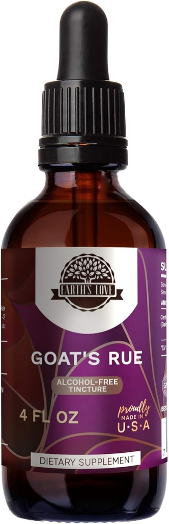 Jordens kærlighed - Geder Rue Alcohol- Free Herbal Extract Tinktur, Super- koncentreret Geder Rue (Galega officinalis) Tørret Herb (4 Fl Oz)