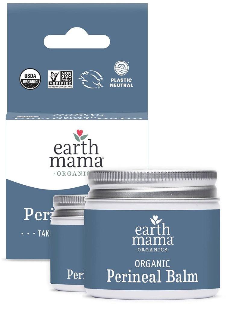 Earth Mama Organic Perineal Balm Budd124; Naturlig Køling Urte Salve for Graviditet og Postpartum Relief med Heks Hazel & Calendula, Feminin Care Essentials, Ingen Benzocaine eller Butane, 2-Oz (2-Pack)