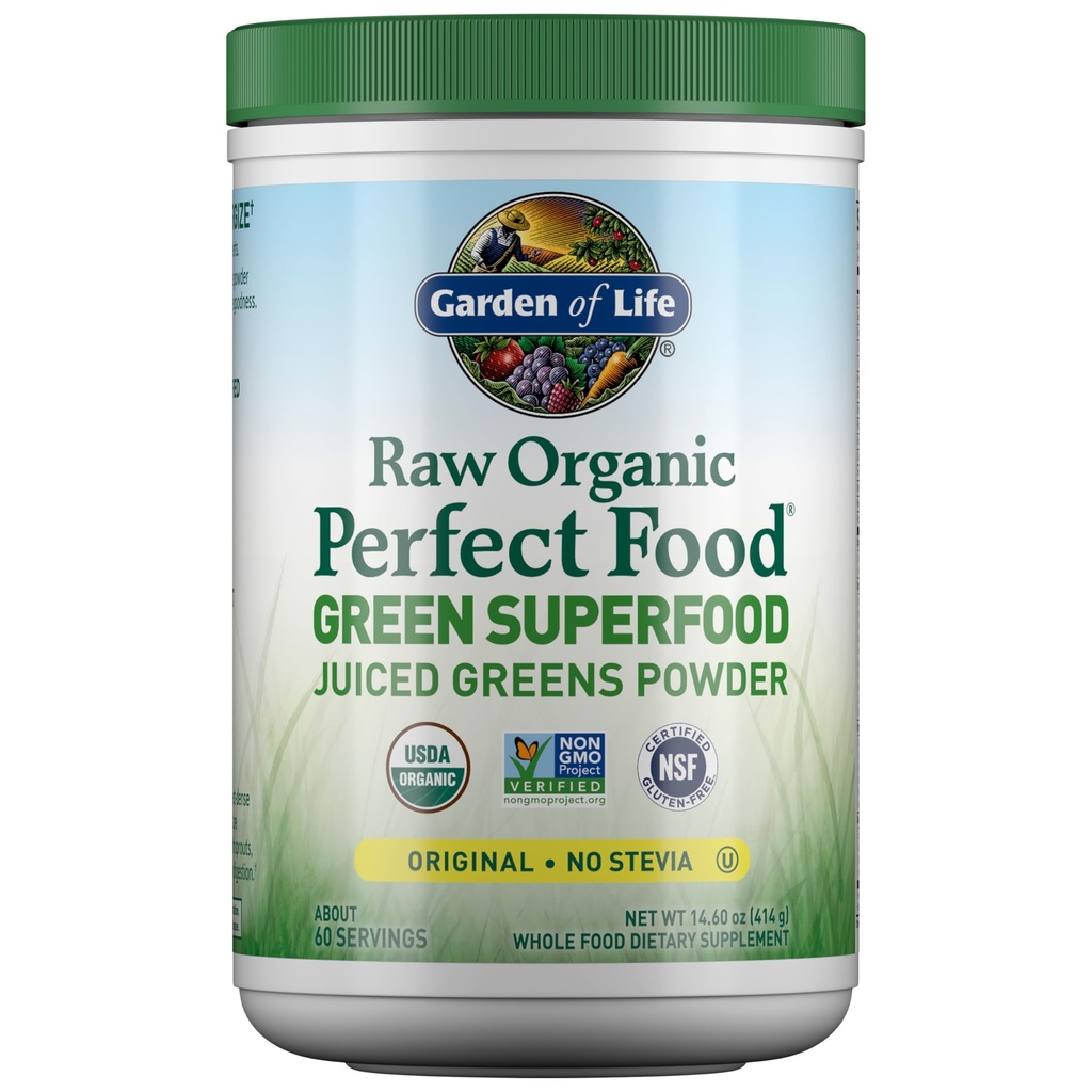 Livets have Super Green Powder Smoothie & Mix, Probiotika & fordøjelsesenzymer til fordøjelsessygdomme, Økologisk Superfood Nutrition Frugt og grøntsager til kvinder & mænd Energi, Original, 60 Servering
