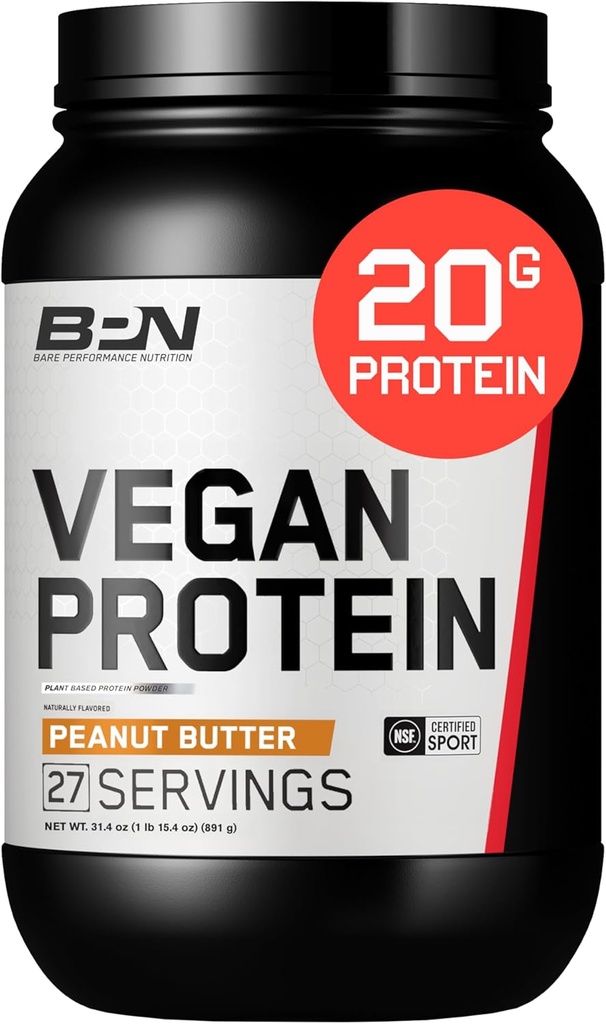 BARE YDEEVNE NUTRITION Vegan Protein, Plant Based Protein, Pea Protein, Watermelon og Pumpkin Protein, naturligt sødet og aromatiseret (27 Servere, Peanut Butter Cookie)