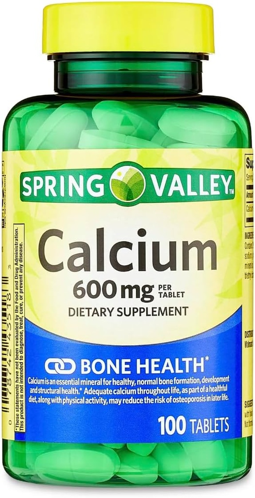 Spring Valley - Calcium 600 mg (pakke med 2) 200 tabletter i alt