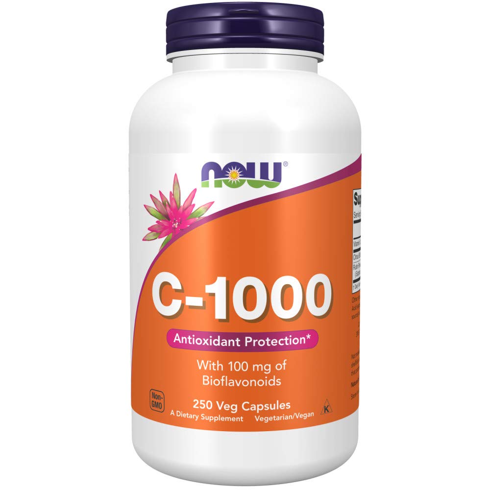 Nu Kosttilskud, vitamin C- 1000 med 100 mg bioflavonoider, Antioxidant Protection *, 250 Veg kapsler (pakke med 2)