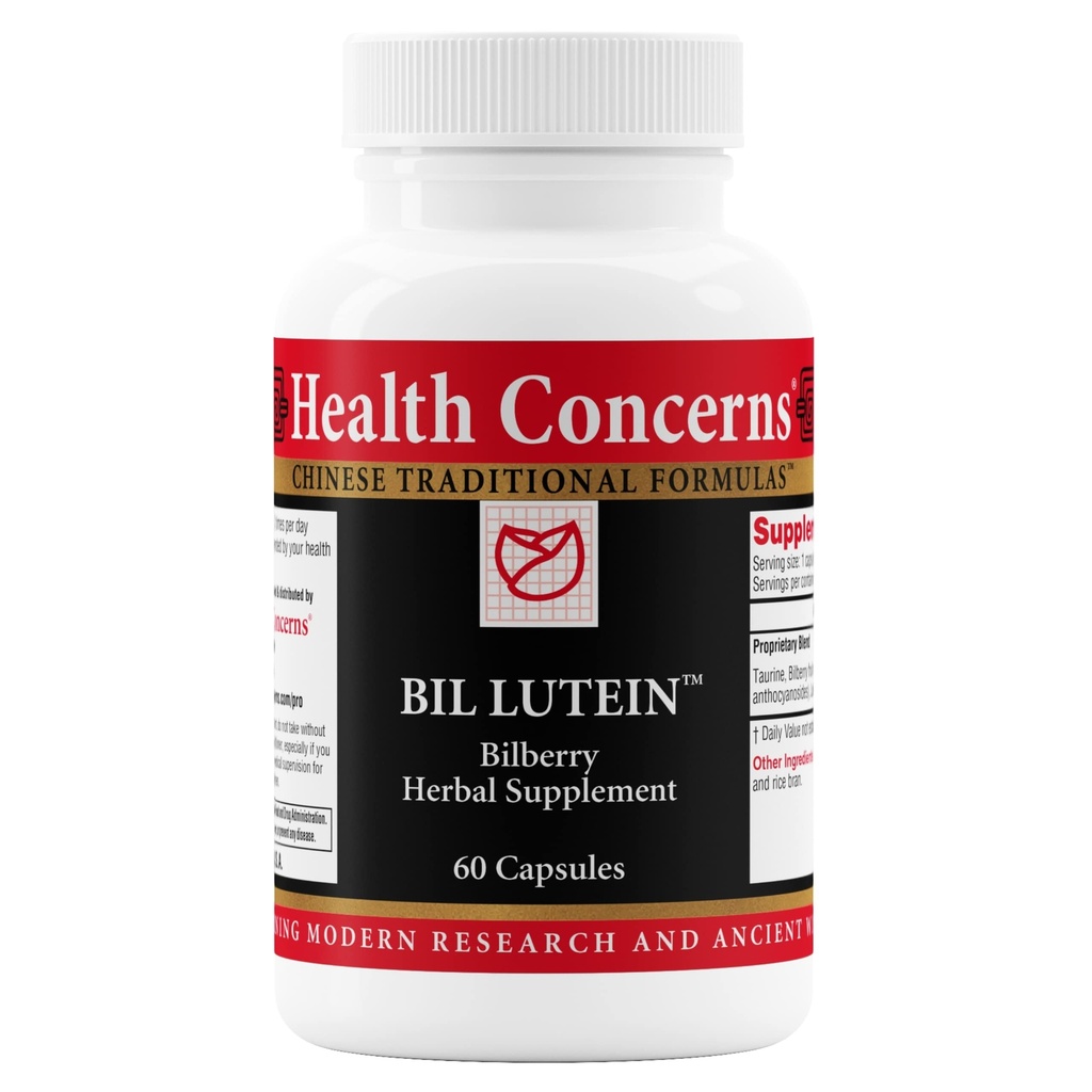 Sundhedsmæssige bekymringer Bil Lutein - Eye Health & Vision Support - Lutein, Bilberry & Taurine Supplement - Antioxidanter til retinal sundhed, nat Vision, cirkulation, & Macular Degeneration - 60 kapsler