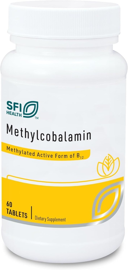 Klaire Labs SFI Health Methylcobalamin Lozenges - 5000 mikrogram Vitamin B12 til kognitiv & cardiovaskulær support, Hypoallergen & Natural Cherry Flavor (60 hurtige opløselige tabletter)