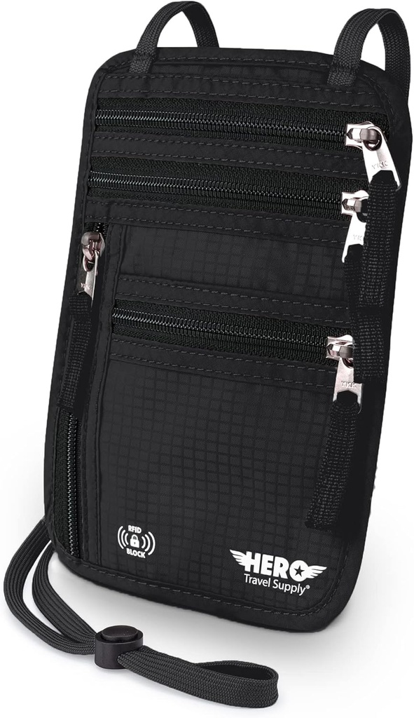 HERO Neck Wallet, RFID Blocking Passport Holder - Nem at Conceal og Pouch