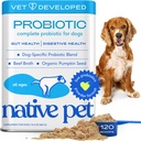 Indfødt Pet Probiotika til hunde - Hundeprobiotika pulver til fordøjelsessygdomme, Gut Support, & immunboost - Vet- Formuleret pulver til maksimal potens med fordøjelsesenzymer & Prebiotika - 120 Scoops