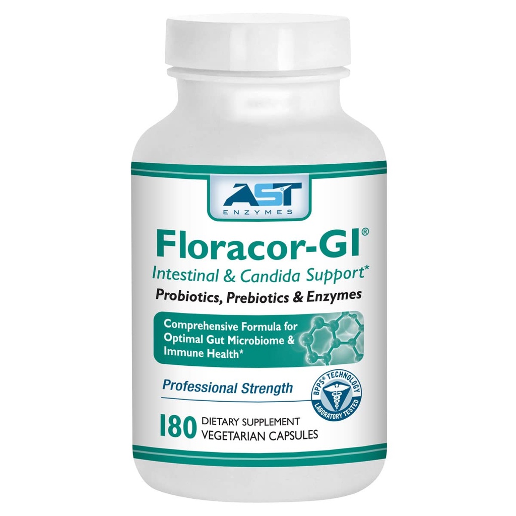 Floracor - Probiotika & enzymer til støtte Intestinal & Gut Heath -180 vegetariske kapsler