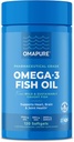 OMAPRE Fish Oil Kosttilskud med Omega 3 Fedtsyrer (1 flaske, 120 Softgel) - High EPA, DHA, & IFOS Fish Oil Pills Support Heart & Joint Health - Burpless Fish Oil Promotions Brain Function
